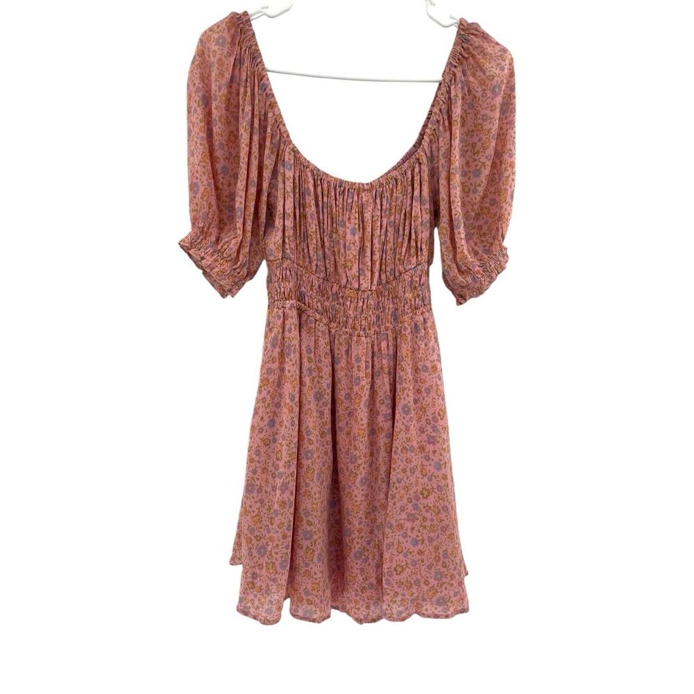 Spell and The Gypsy Collective Rae Mini Dress Size XS Dusty Pink Floral Smocked - Picture 2 of 16